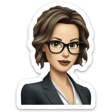 Elegant classy photo Kate Beckinsale blue eyes wearing glasses in a business meeting high fashion  sticker