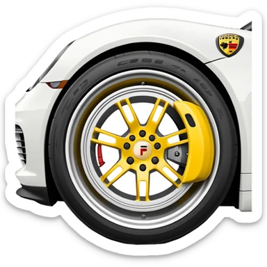 Matte White colored exterior 2024 Porsche 718 Cayman GTS 4.0 with yellow ceramic brake calipers and dark silver anthracite rims sticker