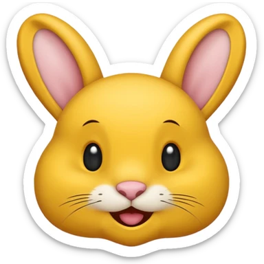 emoji d'une tête de lapin jaune et noire qui dit bonjour sticker