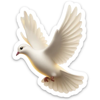 Flying white dove in golden light  sticker