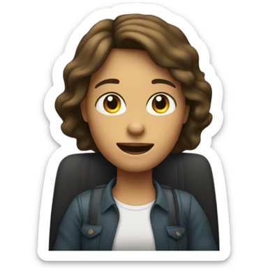 a girl driving and on the passenger seat a man  sticker