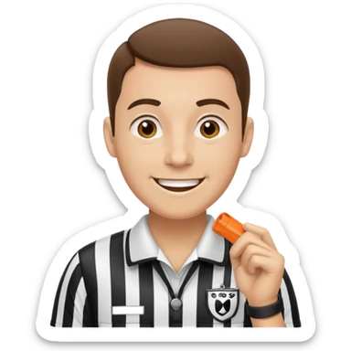 an instructor with a sports referee whistle sticker