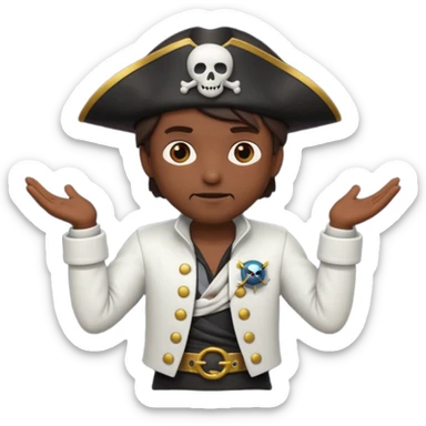 animated emoji for a player called prophet of doom I Dont Know shruging emote needs to be white male space pirate themed and dark sticker