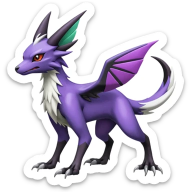 Shiny Noivern-Mightyena-Silvally-Fakémon-hybrid-creature (full body)  sticker