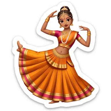 cinematic-realistic-bharatanatyam-dance-emoji,-depicted-as-an-elegant-classical-indian-dance-performance-with-graceful-poses,-intricate-costumes,-and-expressive-hand-gestures,-rendered-with-rich-textures-and-warm-dramatic-lighting, single dancer sticker
