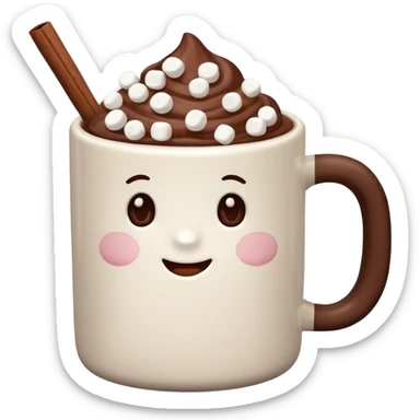 aesthetic hot cocoa with marshmallows sticker