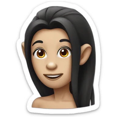 Monkey with long black hair and makeup sticker
