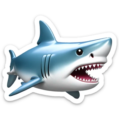 A fully chromed figurine of a shark in japaneese style. sticker