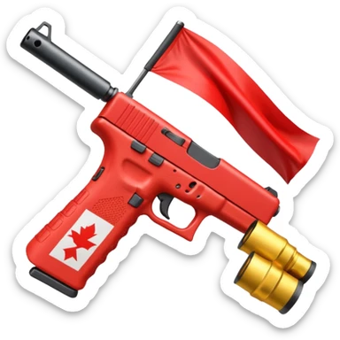 a red glock 20 with a drum mag inside of it with a red flag like people wear in real life sticker
