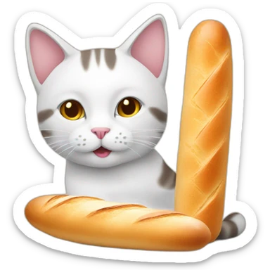 cat with a french baguette sticker