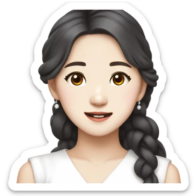 Jang Wonyoung asian kpop cute white girl wearing white dress sticker