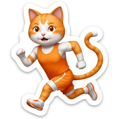 happy cat finishing a marathon sticker