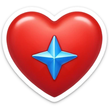 A shiny red heart with a blue star inside sticker