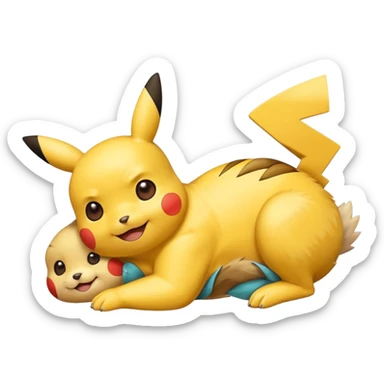 make a pikachu emoji in which it laying down relaxing sticker