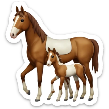 horse with pied foal sticker
