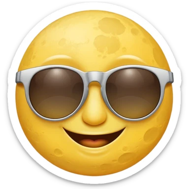 a smiling moon with sunglasses sticker