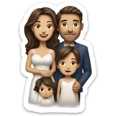 Attractive brunette Married couple and their two kids  sticker