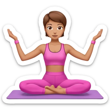 Chica morena femenina haciendo pilates vestida de rosa y cabello corto  sticker