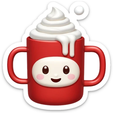 red mug of hot chocolate with marshmallows sticker