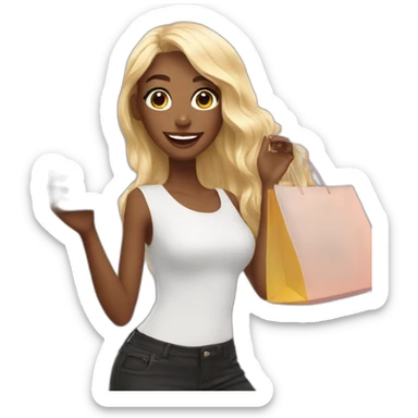 influencer taking selfie with a shopping bag sticker