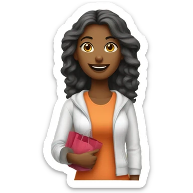 mulher branca loira cabelos compridos lisos com sacolas de compras  sticker