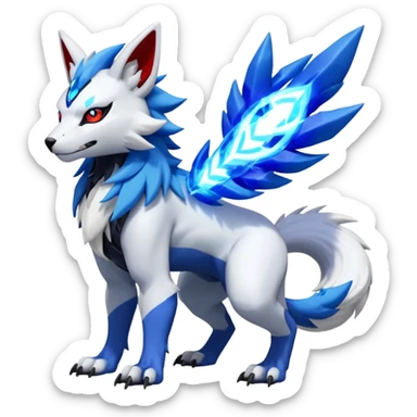 Elemental exotic WereGarurumon-Zeraora-Renamon-Absol-fusion-hybrid-creature (full body sticker