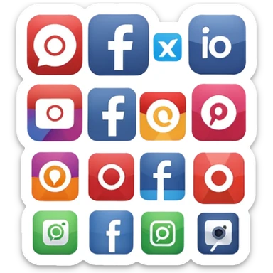 Socail media sauare emoji style icons 
Creat the quadrant with the logos of F.B, X, Trustpilot, Instagram, Youtube, Linkedineach icon is ther only ones, asme size, only icons of the social media that I mentioned only 6 icons and only of the companies that I mentioned sticker