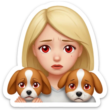 a very upset girl who lost her dog sticker