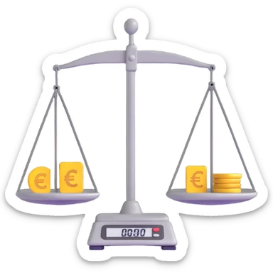 balance scale with euro symbols in both plates sticker