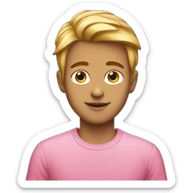 Rich boy with pink t-shirt sticker