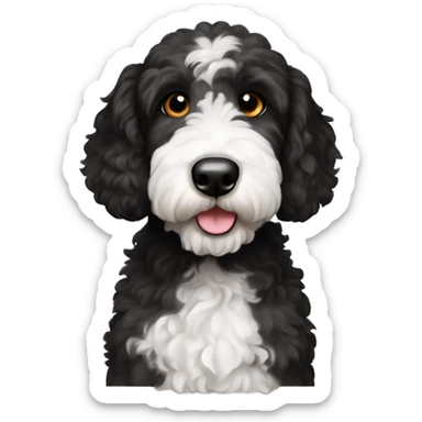 black and white goldendoodle with brown eyes sticker