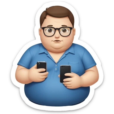 Hombre nerd obeso mórbido con la barriga saliendo de la camisa sticker