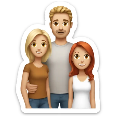 brunet father, red hair mother, blond hair son, brown hair daughter sticker