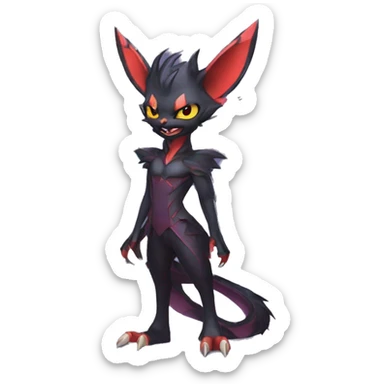  Kawaii Edgy Cool Vampiric Demonic Beautiful Noivern-Nargacuga-Litten with big Bat Ears full body sticker