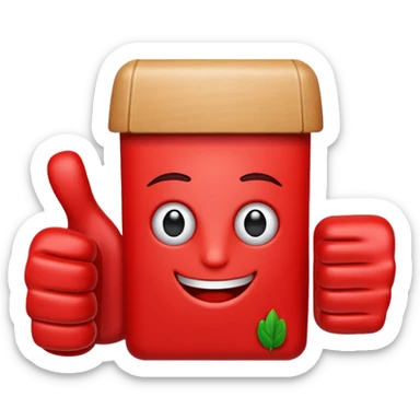 crea un dedo de like en color rojo al centro debe ir la frase caja cusco sticker