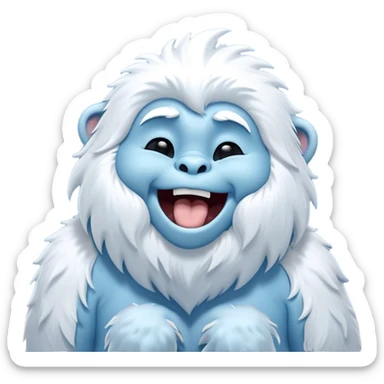 Cinematic Cute Yawning Yeti Portrait Emoji, with a charming, fluffy, snow-dusted figure in gentle whites and cool blues, head tilting back in a wide, endearing yawn with softly closed, peaceful eyes and a content little smile, simplified yet irresistibly adorable, highly detailed with a soft, frosty glow and outline capturing the serene slumber of a yeti! sticker