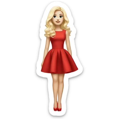 white blonde woman in red dress and high heels long hair Louboutin heels sticker
