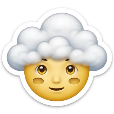 Face in clouds yellow circle and black eyes and remove a mouth and move in a cloud sticker