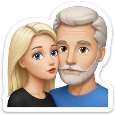 Man with hazel eyes and gray beard kissing sexy  blonde blue-eyed  woman sticker