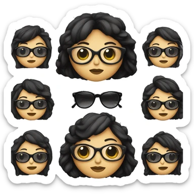 Mujer 52 años ,gordita,con gafas pelo largo negro i flequillo pelo negro, con dos cobayas gorditas al lado sticker