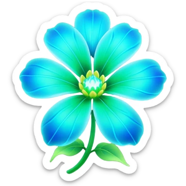 3D render of Avatar-style Flower, bioluminescent deep sea style, glowing neon blue and green lights, dark background to contrast the glow, translucent organic textures. sticker