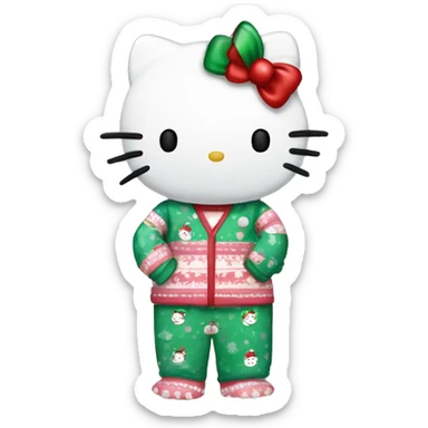 Hello Kitty with Christmas pjs sticker