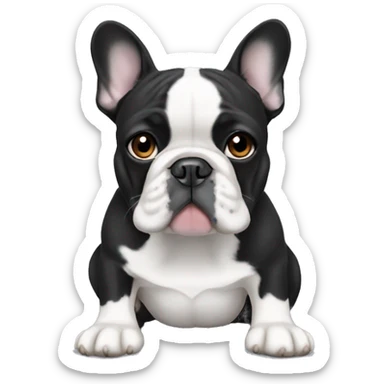 black and white english mixed french bulldog sticker