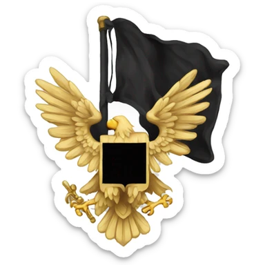 A black flag with double face eagle sticker