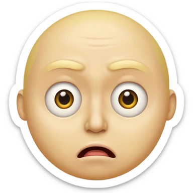 Can you make a shocked face that kinda looks disgusted  make it one of the yellow ones that are circular like this 😞 so no nose no plush no eyebrows no chin cartoony and not realistic sticker