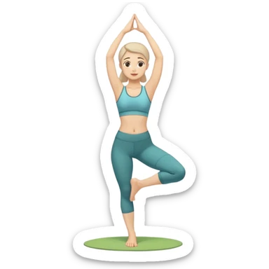 A serene woman practicing the Tree Pose (Vrksasana), embodying stability  sticker