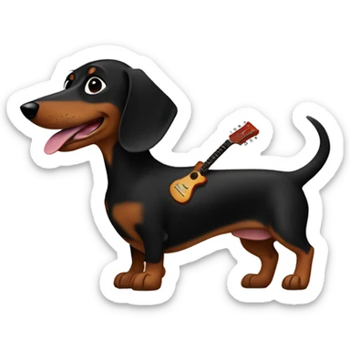 black and brown dachshund with a guitar sticker