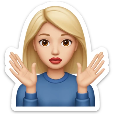 I want an emoji with big lips and hands with an judging vibe sticker