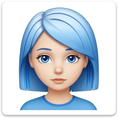 White Girl with straight short layered hair with blue streaks, blue eyes sticker