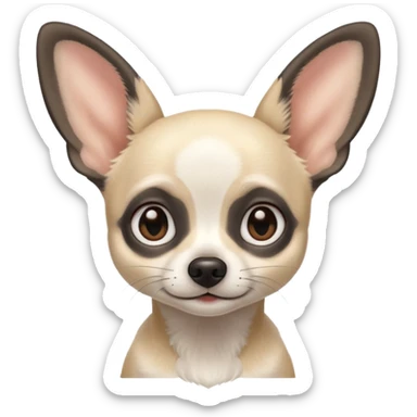 White and black Chihuahua - tiny, skinny and big ears sticker